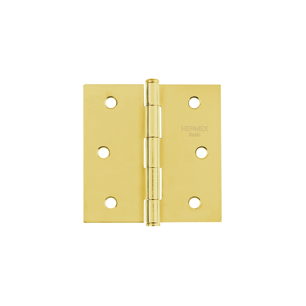 Bisagra cuadrada 3', acero latonado, plana, Hermex Basic