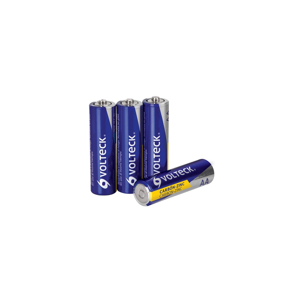 Blíster con 4 pilas zinc-carbón tamaño AA, volteck