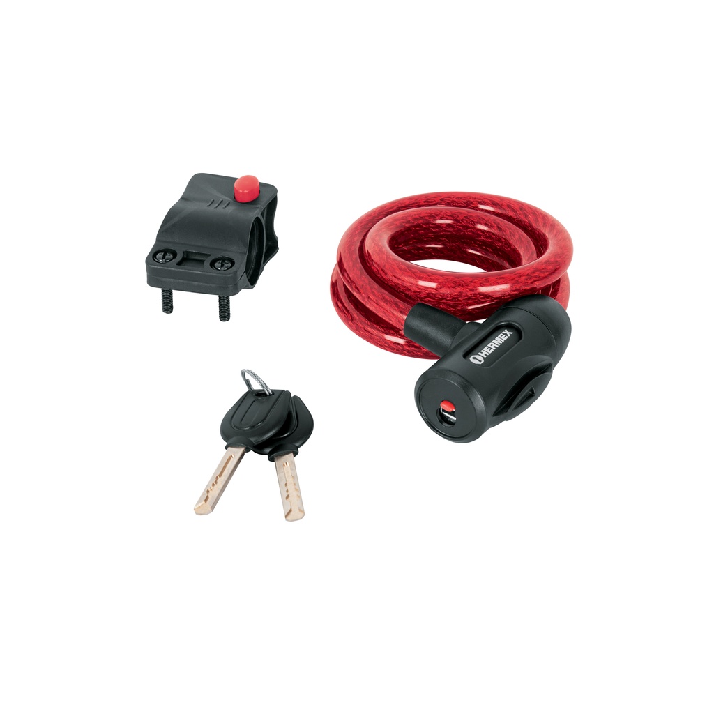 Candado de cable con llave, 12 mm X 1.0 m, Hermex