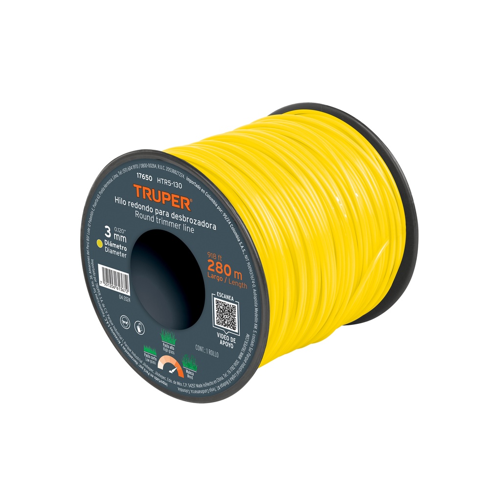 [T17650] Carrete de hilo para desbrozadora, 3.3 mm x 237 m, Truper