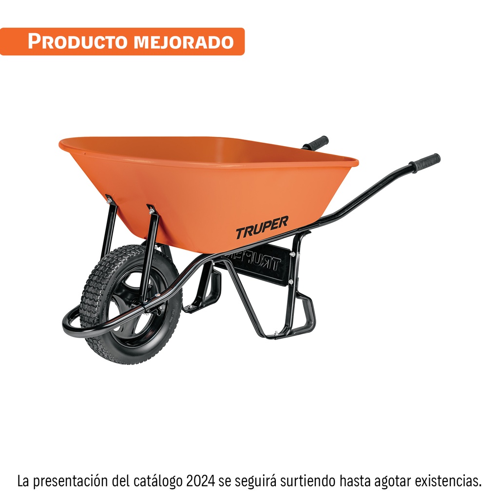 [T100177] Carretilla 8 ft3 Imponchable, bastidor tubular, Truper