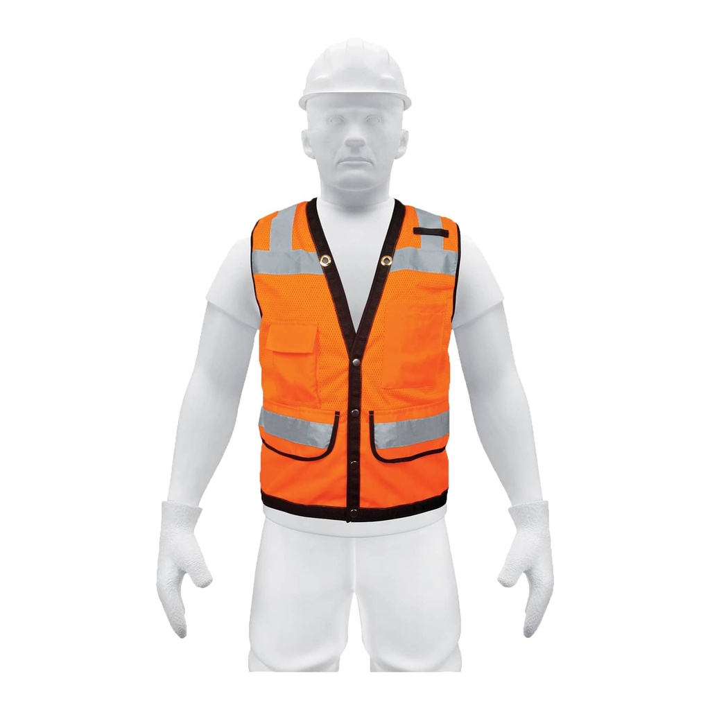 [T13481] Chaleco seguridad reforzado naranja con bolsas, XG, Expert