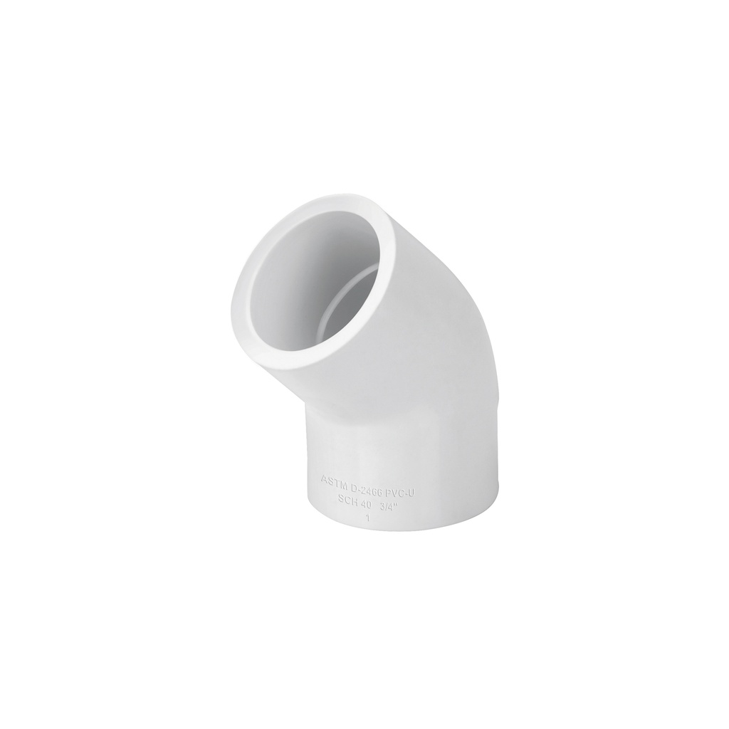 [T45415] Codo 45° de PVC de 3/4', Foset