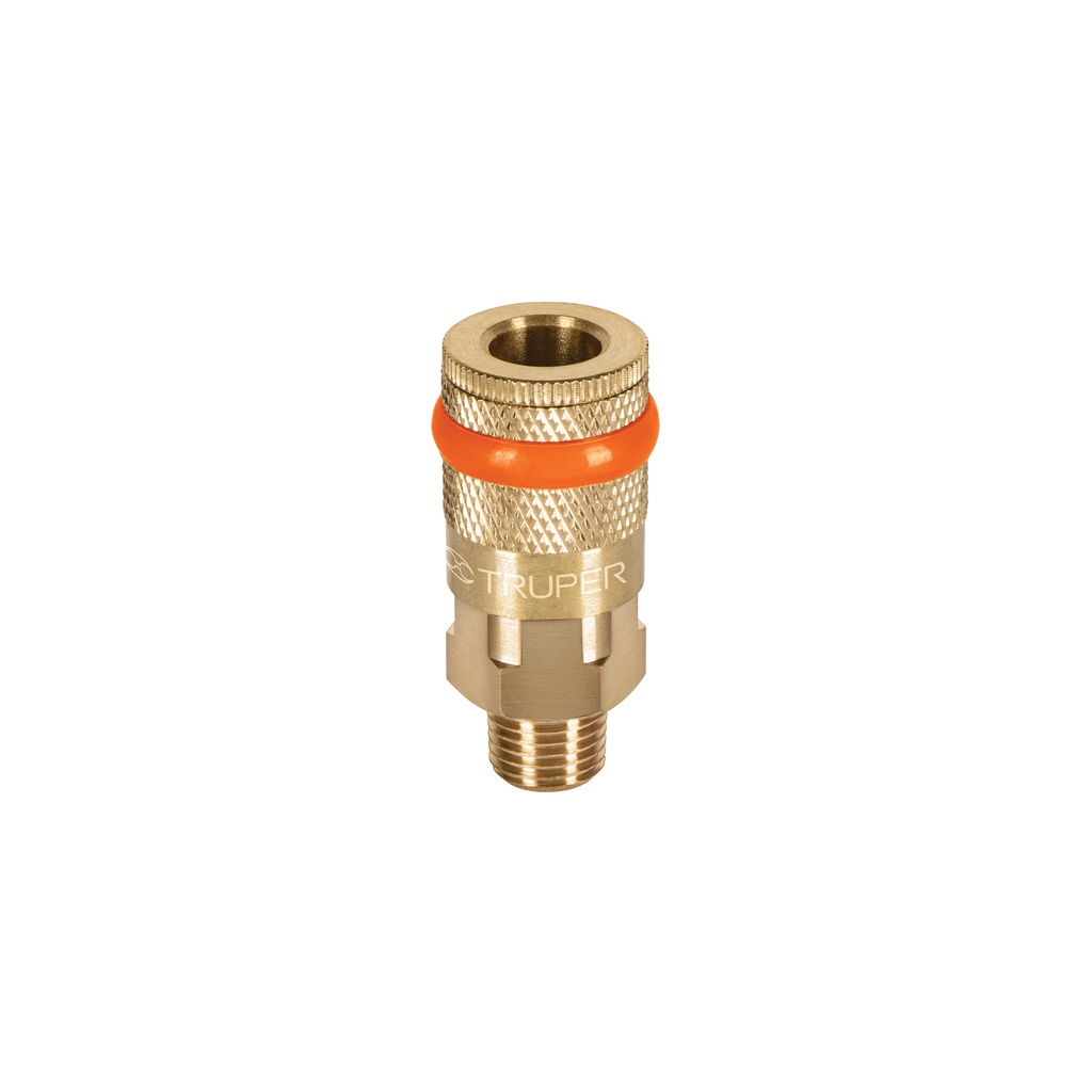 [T19085] Cople de latón, cuerda 1/4 NPT, macho, Truper