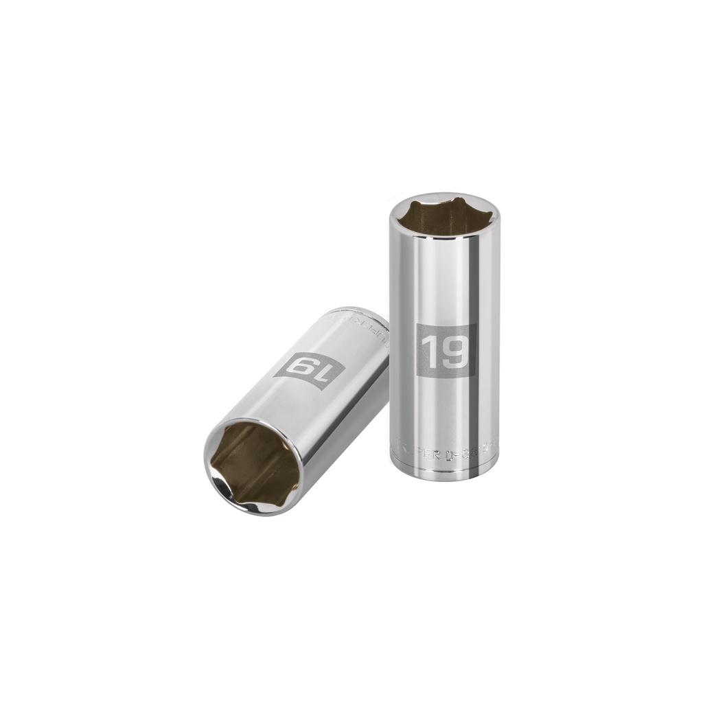 [T13779] Dado largo de 19 mm, 6 puntas, cuadro 3/8', Truper