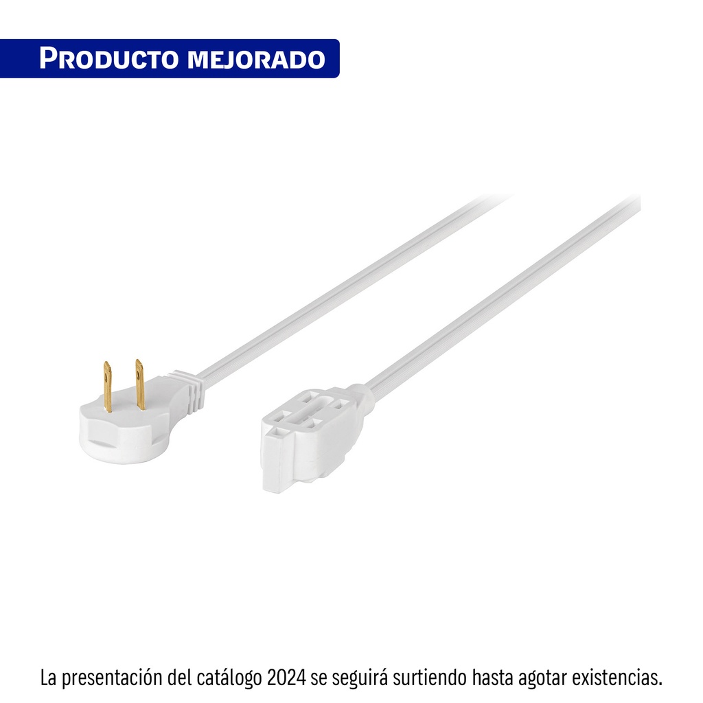 Extensión eléctrica doméstica 6 m blanca con clavija plana