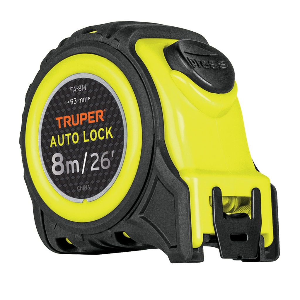 [T10749] Flexómetro Auto-Lock contra impactos 8 m cinta 25 mm, Truper