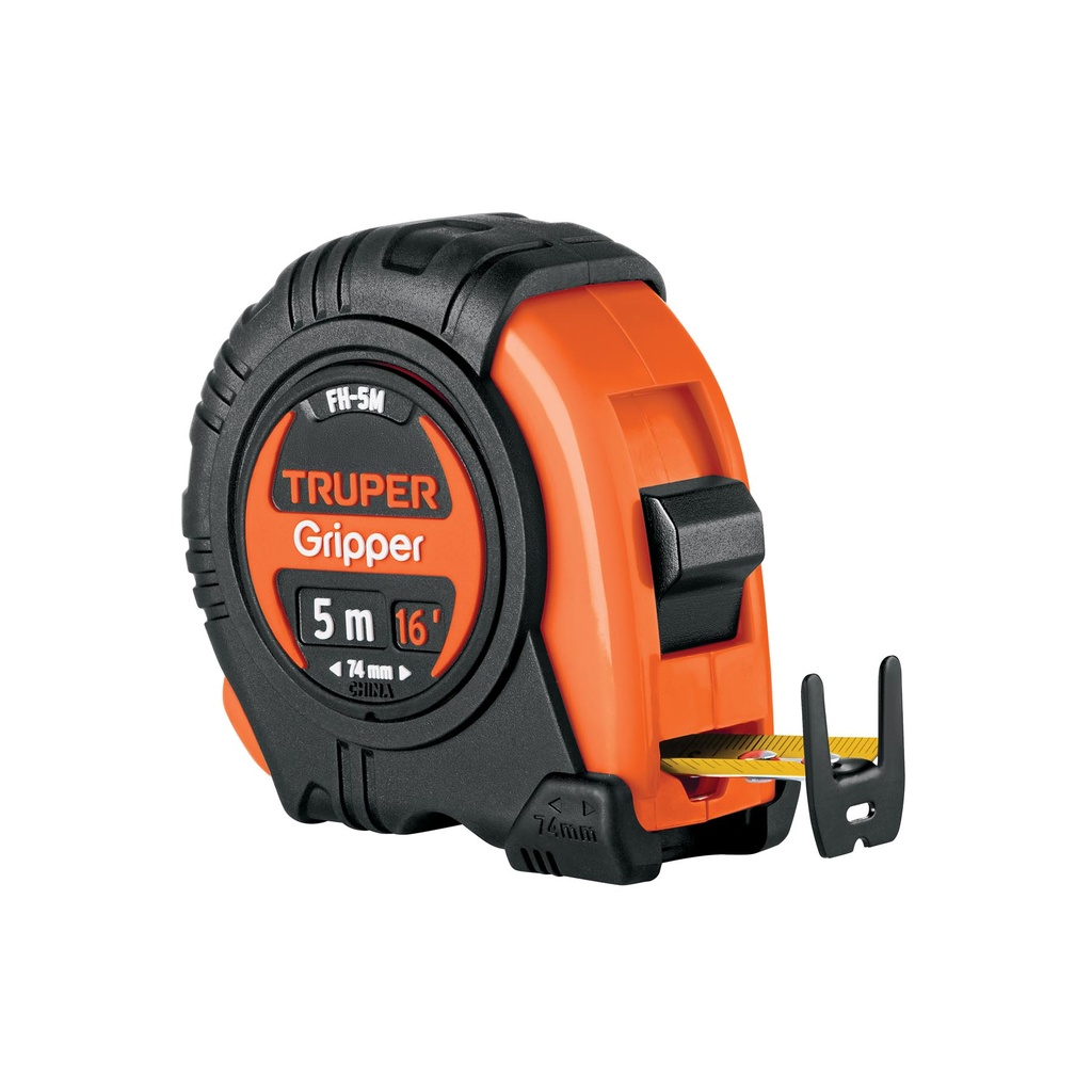 Flexómetro Gripper contra impactos 5 m cinta 19 mm, Truper
