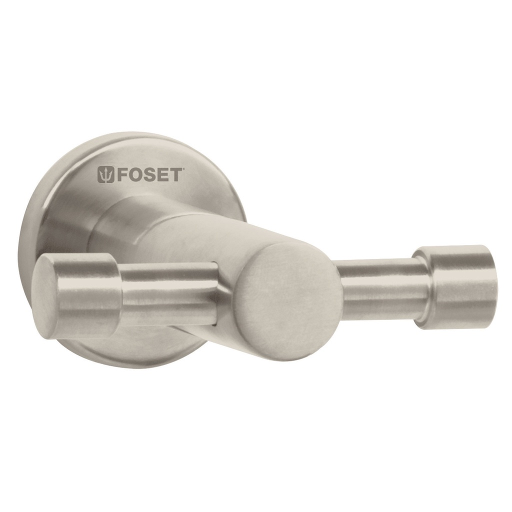 [T49673] Gancho doble metálico satín para toallas, Foset Element