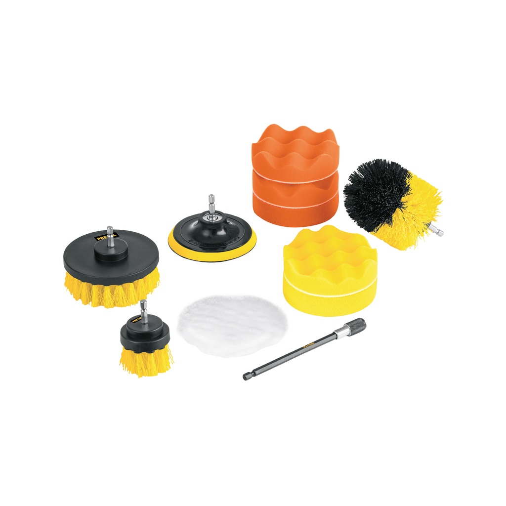[T27190] Juego 11 accesorios de limpieza y pulido p/taladro, Pretul