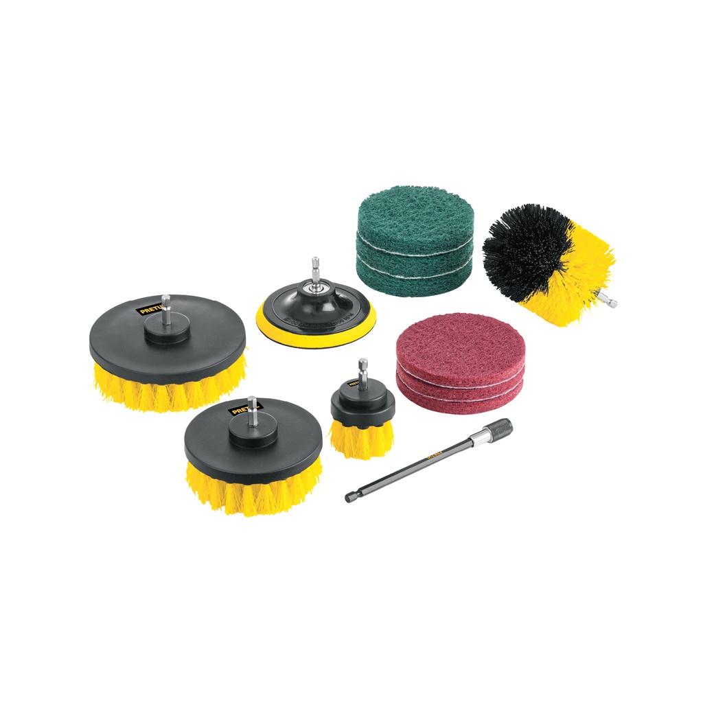 [T27191] Juego 12 accesorios de limpieza y asentado p/taladro, Pretul