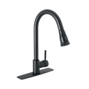 Monomando para fregadero,cuello extraible,negro mate,Tubig