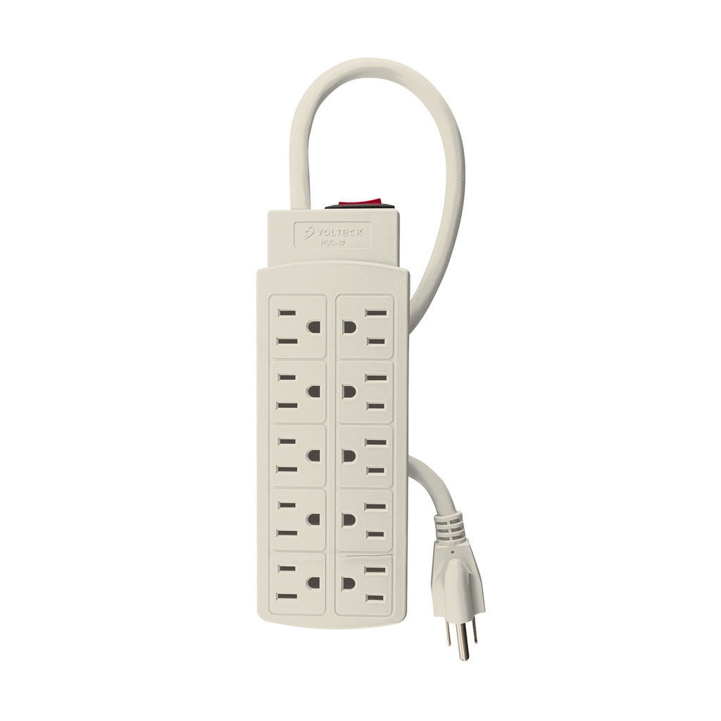 Multicontacto 14 AWG uso rudo con 10 entradas, Volteck