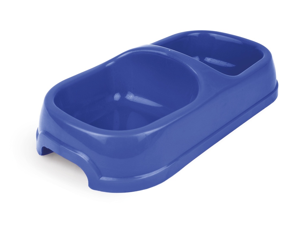 PLATO DOBLE PARA PERRO CHICO, AZUL