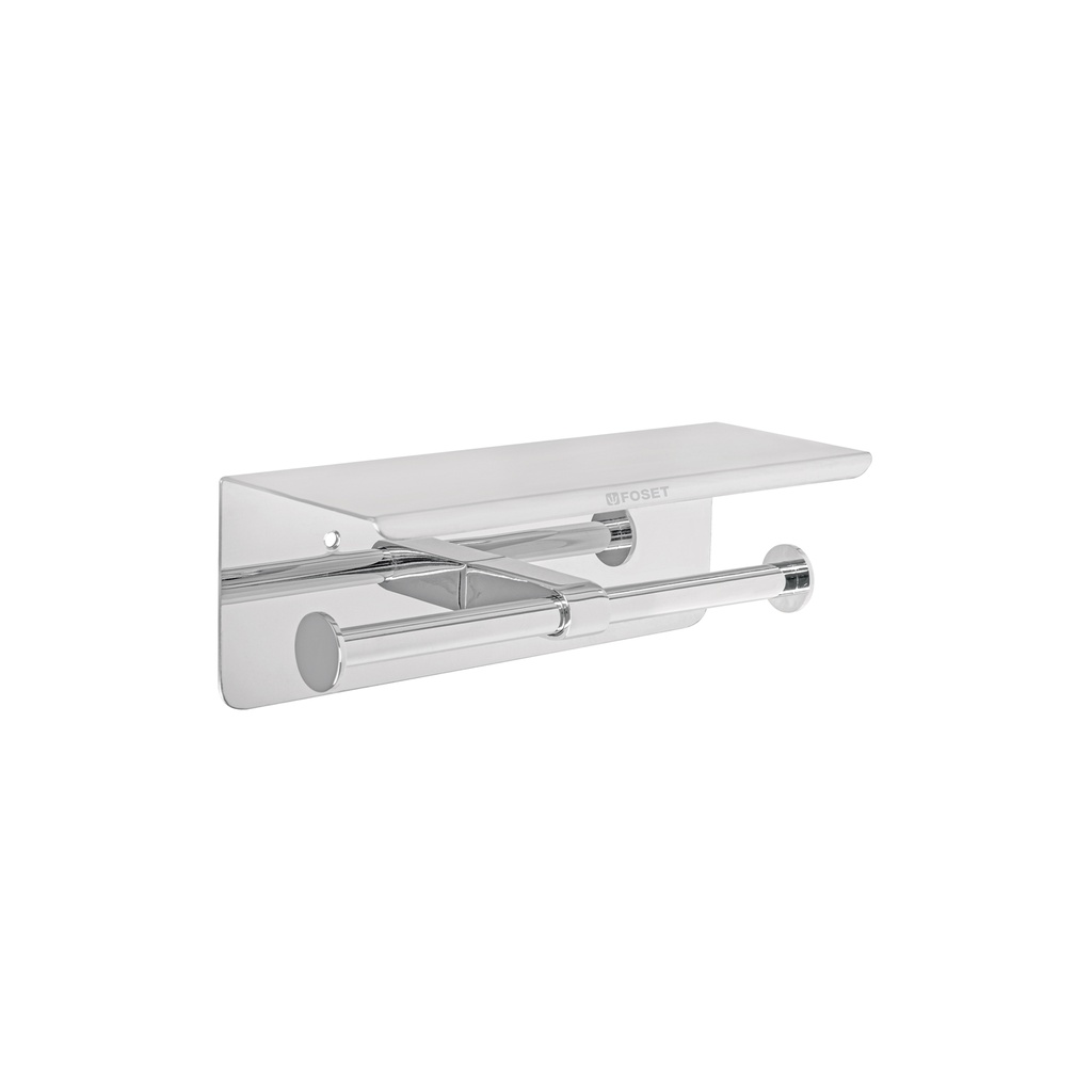 [T46356] Portarrollo doble en cromo con soporte para celular, Riviera