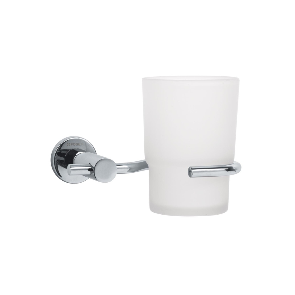 [T49668] Portavaso cepillero cromo con vaso de vidrio, Foset Element