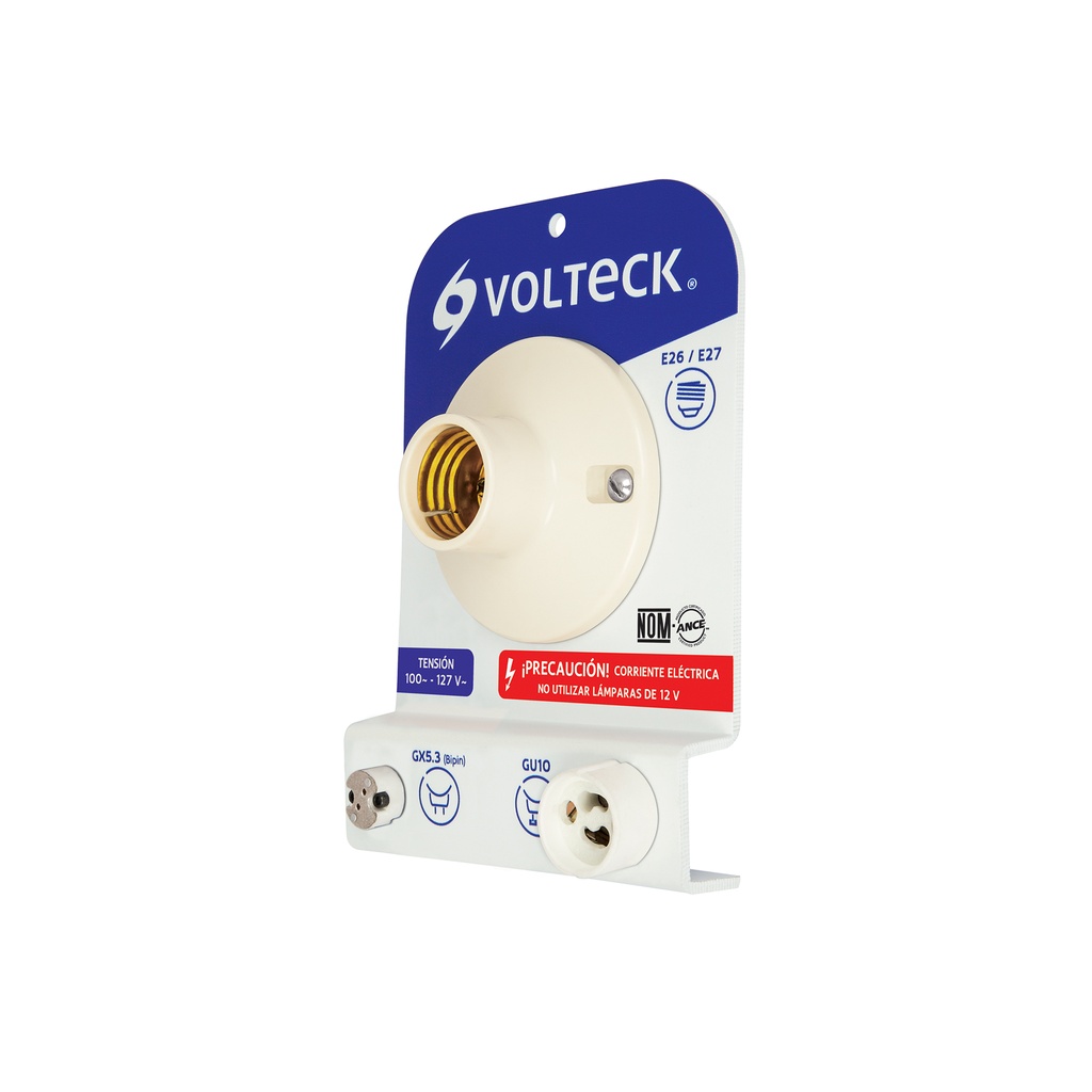 Probador de lámparas, bases E26, E27, GX5.3 y GU10, Volteck