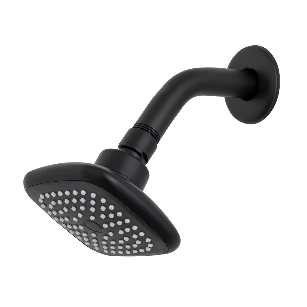 Regadera cuadrada 3-3/4' brazo y chapetón, negro, Basic