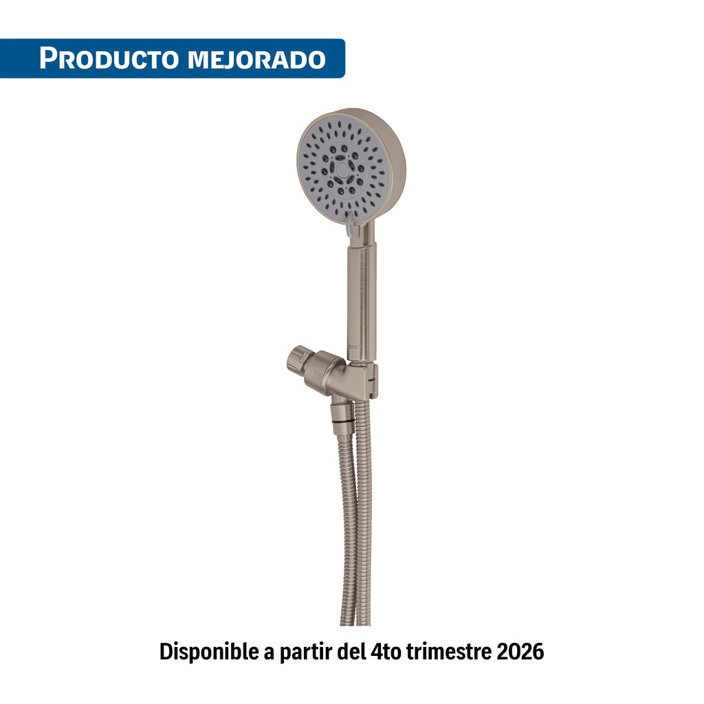 Regadera satín de teléfono 4' con soporte, Foset Element