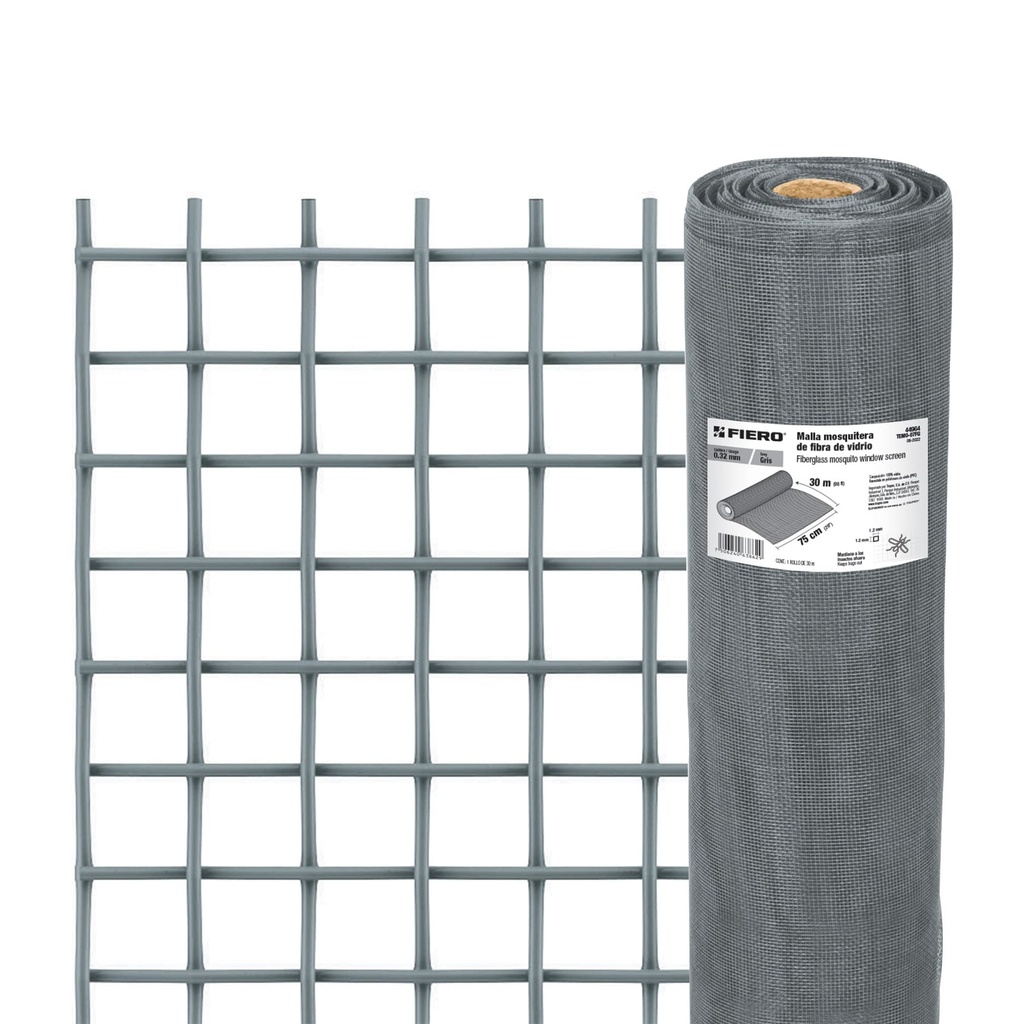 [T44964] Rollo de 30 m x 0.75 m malla mosquitera fibra de vidrio gris