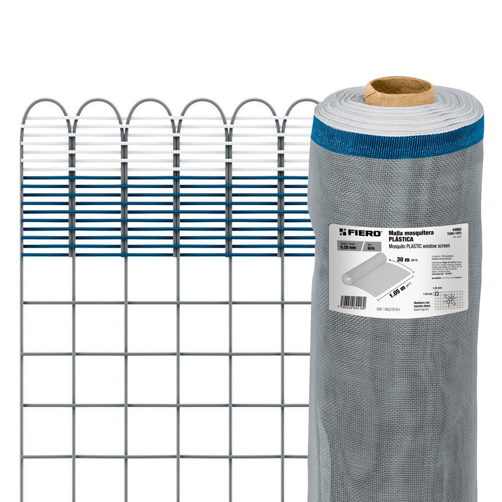 [T44960] Rollo de 30 m x 1.05 m de malla mosquitera plástica gris
