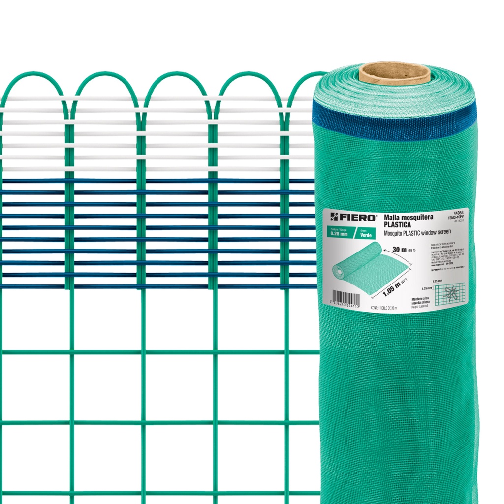 [T44953] Rollo de 30 m x 1.05 m de malla mosquitera plástica verde