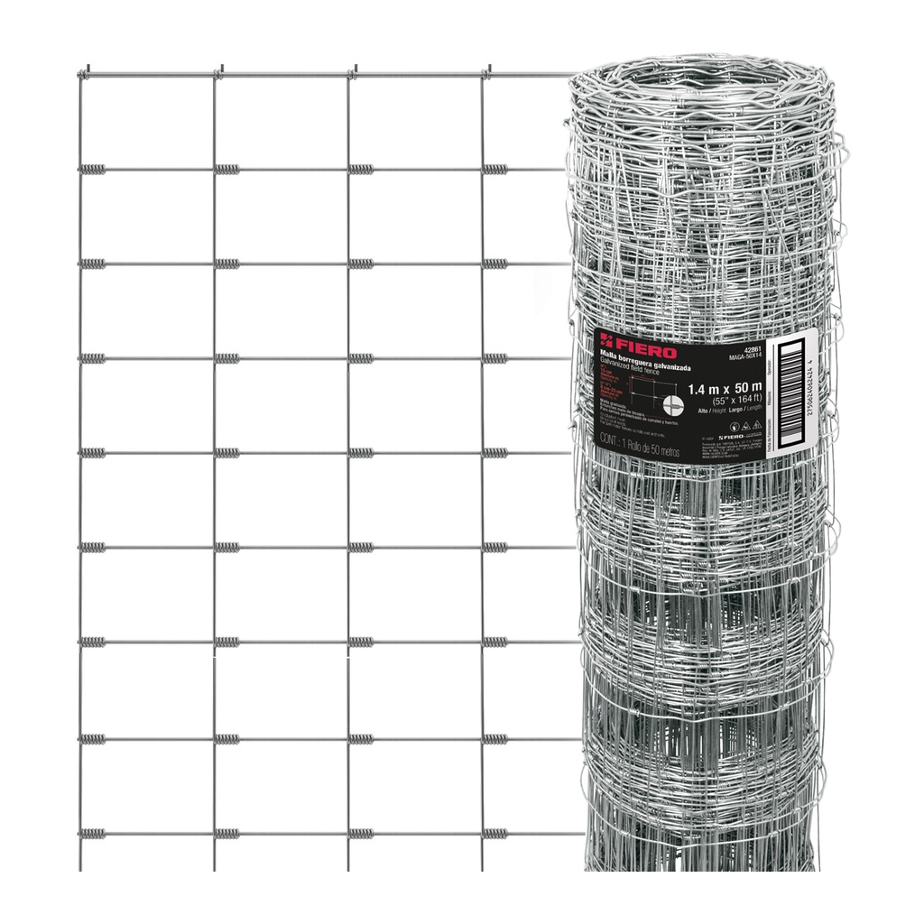 [T42861] Rollo de 50 m x 1.4 m de malla ganadera de acero galvanizado