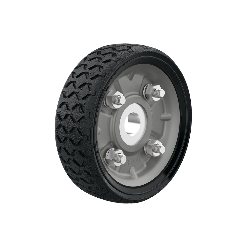 [T45476] Rueda de hule sólido 4-1/2' para diablo, un balero, Pretul