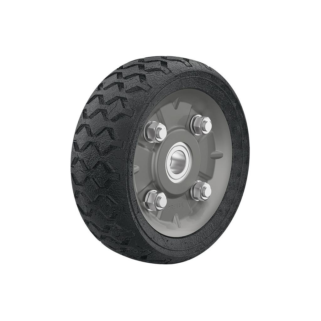 [T45480] Rueda de hule sólido 6' para diablo, doble balero, Pretul