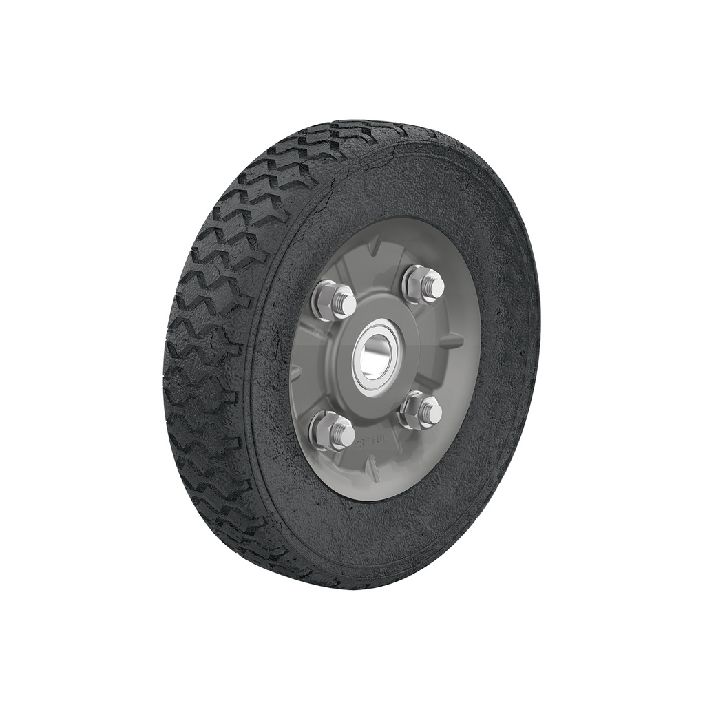 [T45482] Rueda de hule sólido 7' para diablo, un balero, Pretul