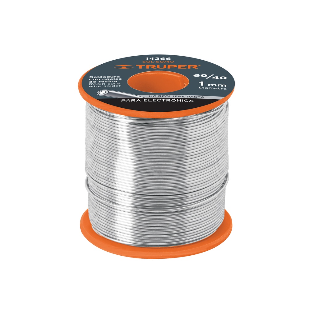 Soldadura con núcleo resina 60/40, para electrónica, 450 g