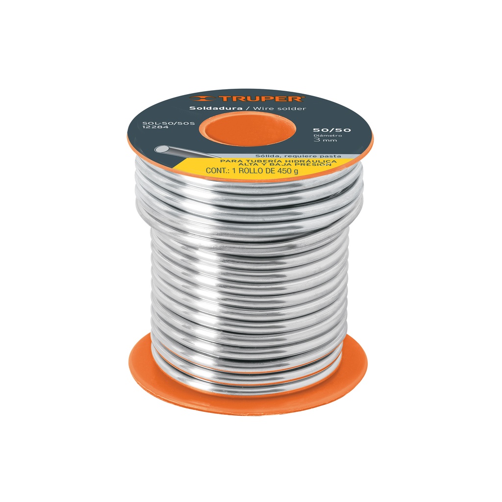 Soldadura sólida 50/50 para tubería hidráulica, 450 g