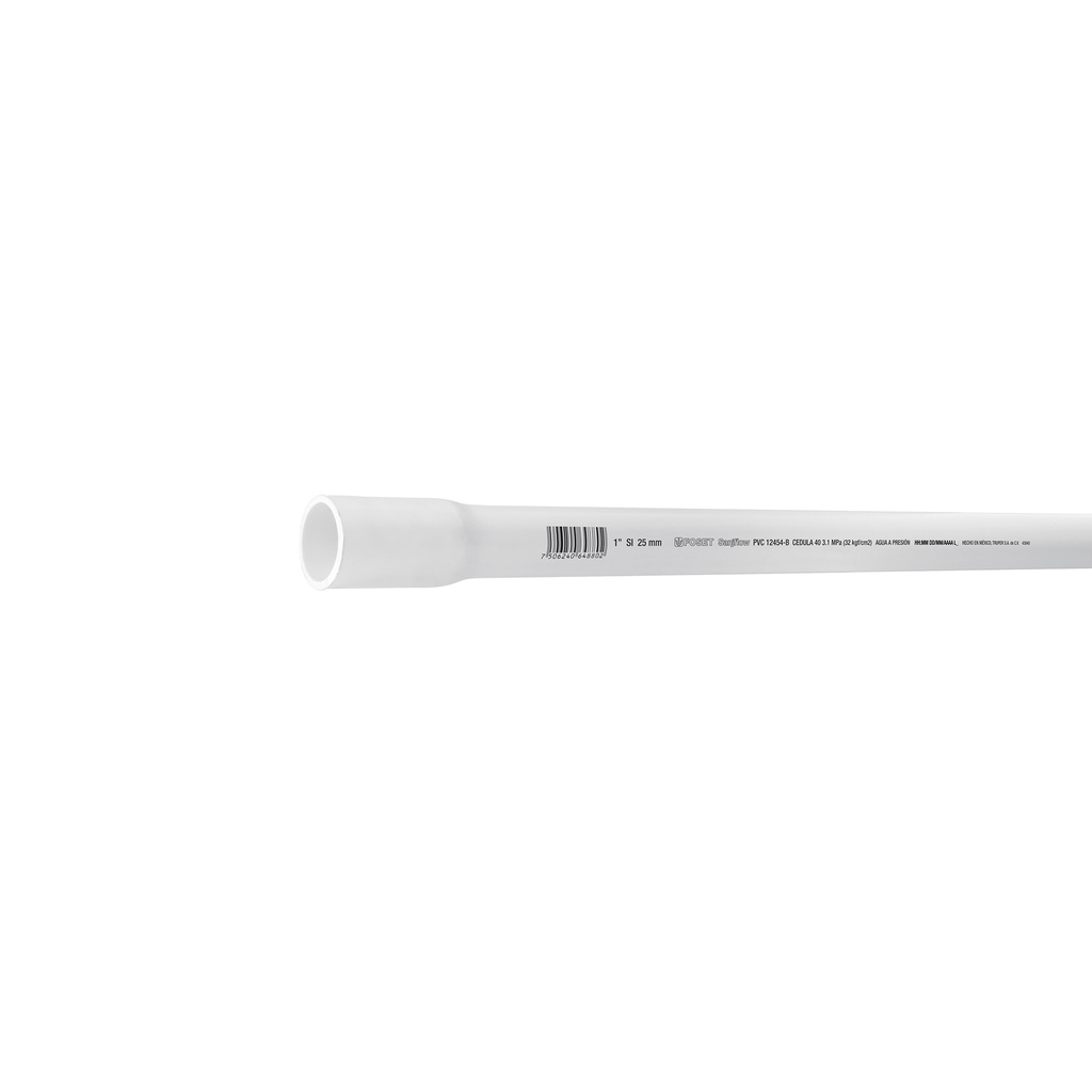 [T43040] Tubo de 1' de PVC hidráulico cédula 40, de 3 m, Foset
