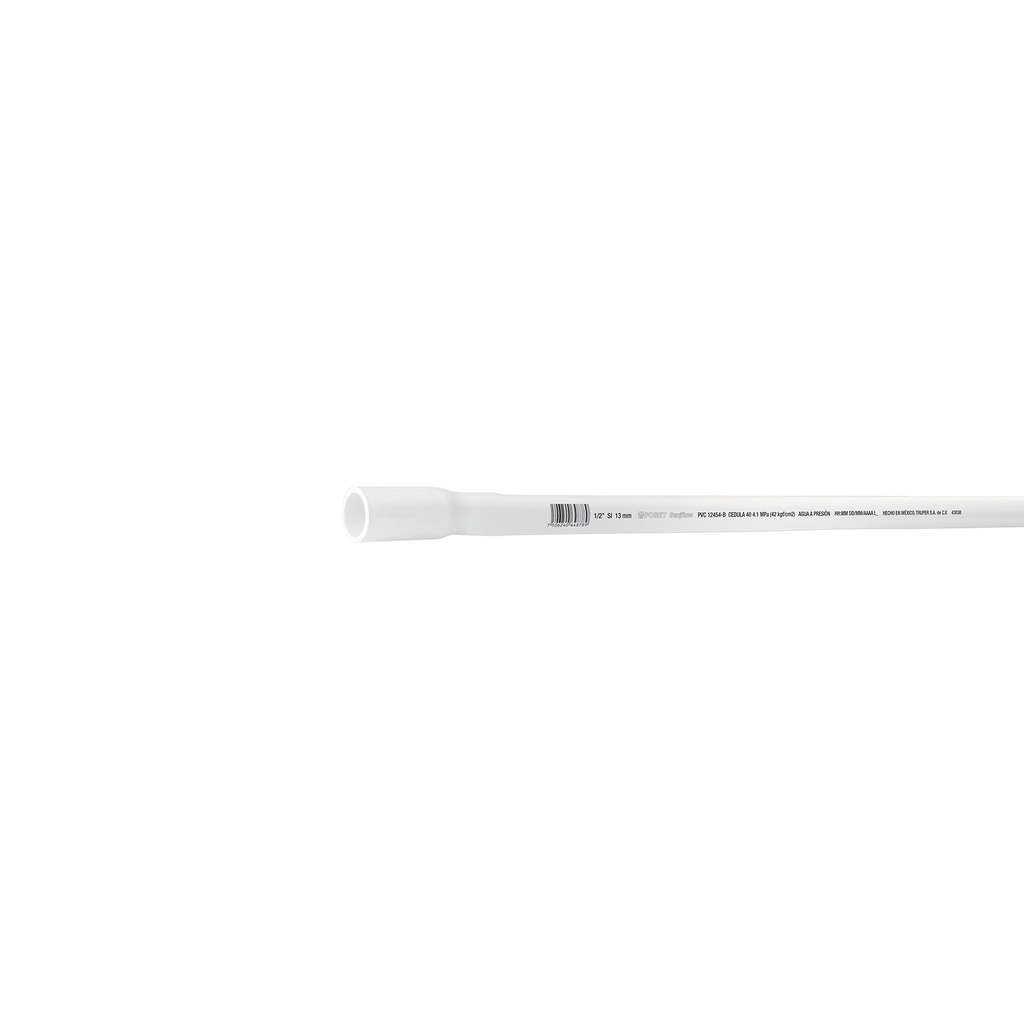 [T43038] Tubo de 1/2' de PVC hidráulico cédula 40, de 3 m, Foset
