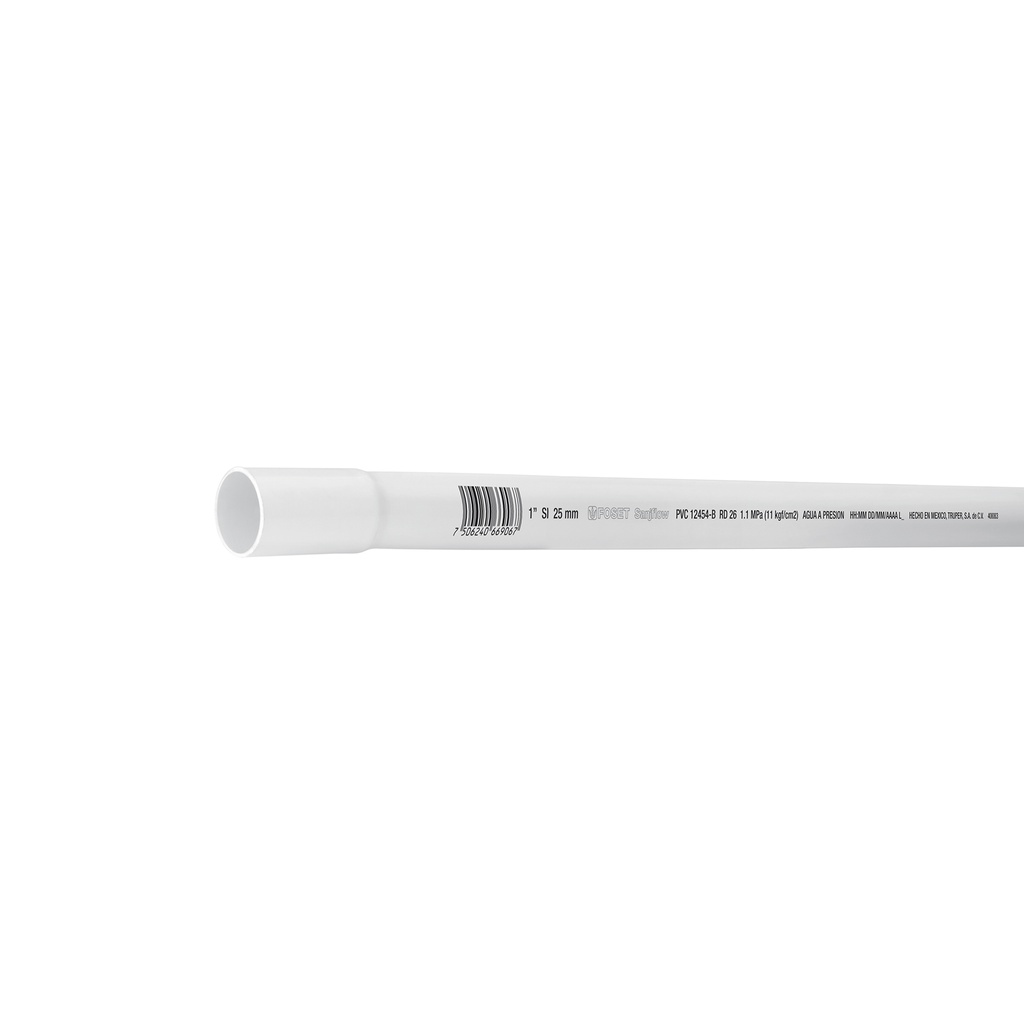 [T40083] Tubo de 3 m de PVC de 1' hidráulico RD 26, Foset