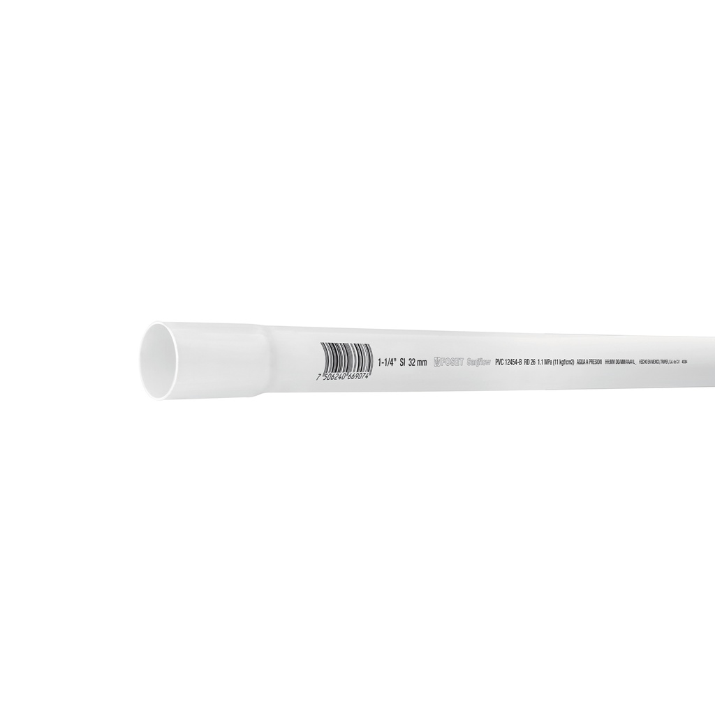 [T40084] Tubo de 3 m de PVC de 1-1/4' hidráulico RD 26, Foset
