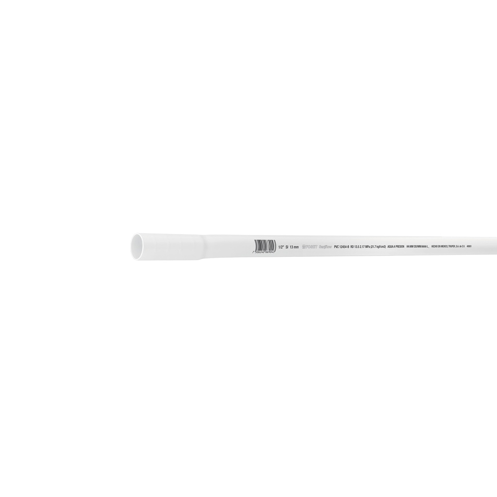 [T40081] Tubo de 3 m de PVC de 1/2' hidráulico RD 21, Foset