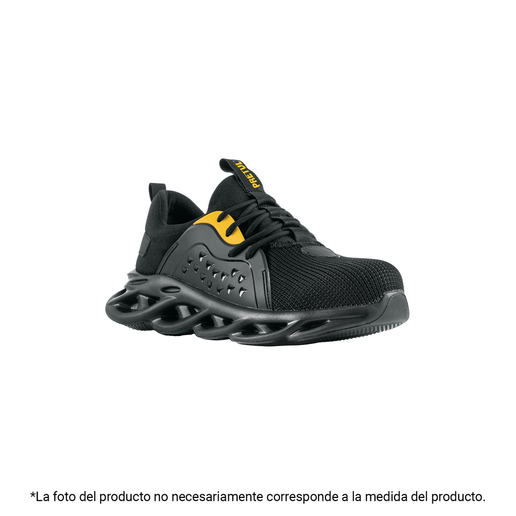 Tenis de seguridad #30, casquillo metálico, negros, PRETUL