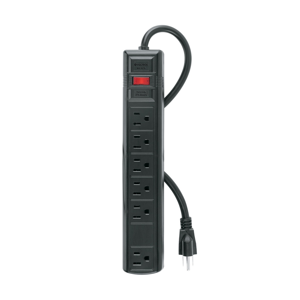 Multicontacto uso rudo 6 entradas sup. de picos 270 J, negro