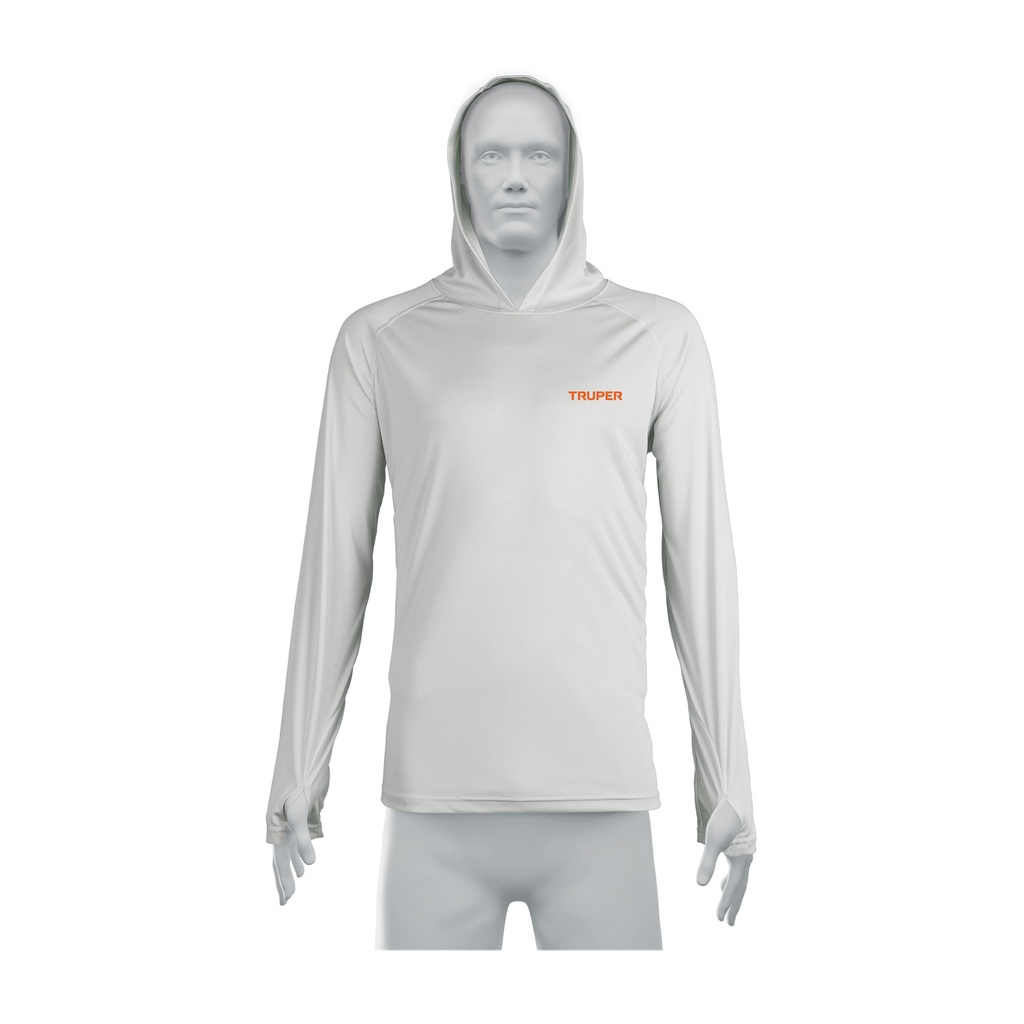 Playera protección solar,m. larga, c/gorro,hombre,G, TRUPER