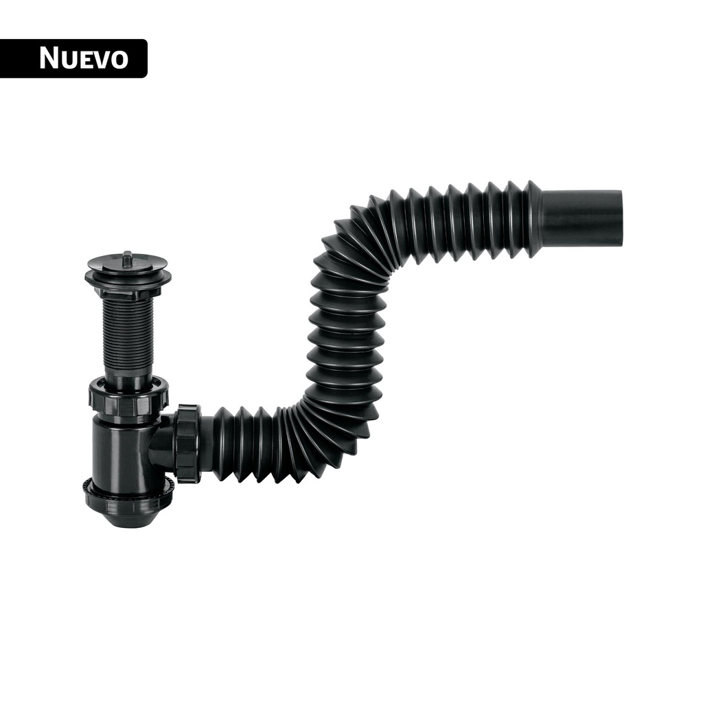 Céspol de bote de PP con contra, negro, para lavabo, FOSET