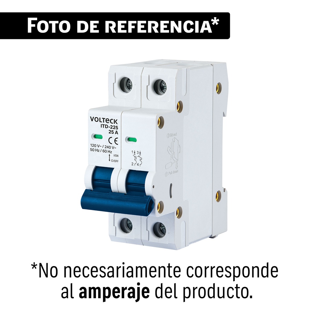Interruptor de 2 polos 63A para riel DIN, VOLTECK