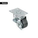 Rodaja hule 2-1/2', placa giratoria con freno, balero, 50kg